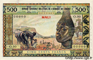 500 Francs Spécimen STATI AMERICANI AFRICANI  1957 P.--s q.FDC