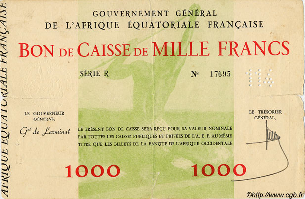 1000 Francs FRENCH EQUATORIAL AFRICA  1940 P.04 F+