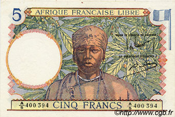 5 Francs AFRIQUE ÉQUATORIALE FRANÇAISE Brazzaville 1941 P.06a AU