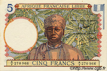 5 Francs AFRIQUE ÉQUATORIALE FRANÇAISE Brazzaville 1941 P.06a SC+