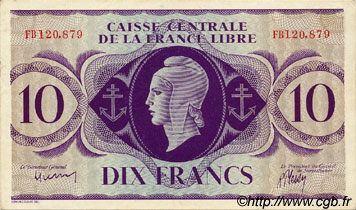 10 Francs AFRIQUE ÉQUATORIALE FRANÇAISE Brazzaville 1943 P.11a fST