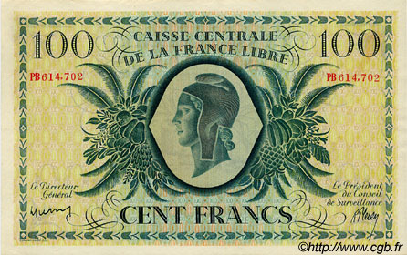 100 Francs AFRIQUE ÉQUATORIALE FRANÇAISE Brazzaville 1945 P.13a VZ+