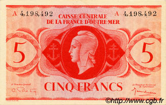 5 Francs AFRIQUE ÉQUATORIALE FRANÇAISE  1943 P.15d FDC