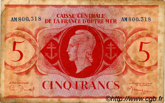 5 Francs AFRIQUE ÉQUATORIALE FRANÇAISE  1943 P.15a MB
