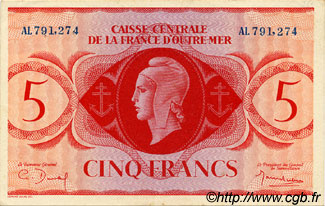 5 Francs FRENCH EQUATORIAL AFRICA  1943 P.15a AU