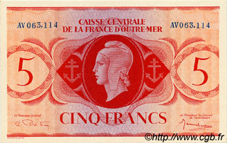 5 Francs FRENCH EQUATORIAL AFRICA  1943 P.15b UNC