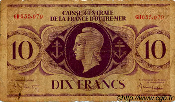10 Francs FRENCH EQUATORIAL AFRICA  1943 P.16b VG