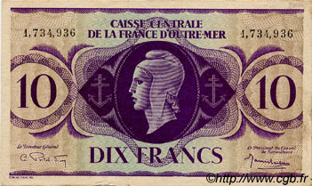 10 Francs FRENCH EQUATORIAL AFRICA  1943 P.16c VF+
