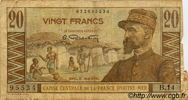 20 Francs Émile Gentil AFRIQUE ÉQUATORIALE FRANÇAISE  1946 P.22 RC