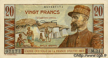20 Francs Émile Gentil AFRIQUE ÉQUATORIALE FRANÇAISE  1946 P.22 AU