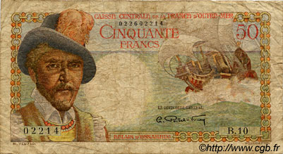 50 Francs Belain d Esnambuc AFRIQUE ÉQUATORIALE FRANÇAISE  1946 P.23 q.MB
