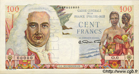 100 Francs La Bourdonnais Spécimen FRENCH EQUATORIAL AFRICA  1946 P.24s AU
