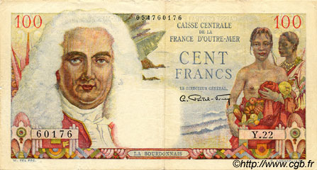 100 Francs La Bourdonnais FRENCH EQUATORIAL AFRICA  1946 P.24 VF