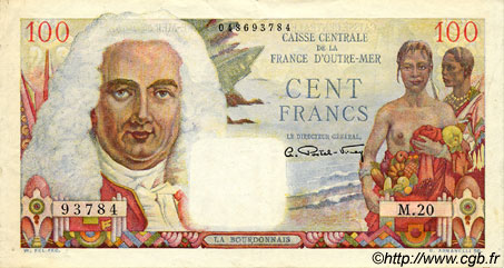 100 Francs La Bourdonnais FRENCH EQUATORIAL AFRICA  1946 P.24 XF-