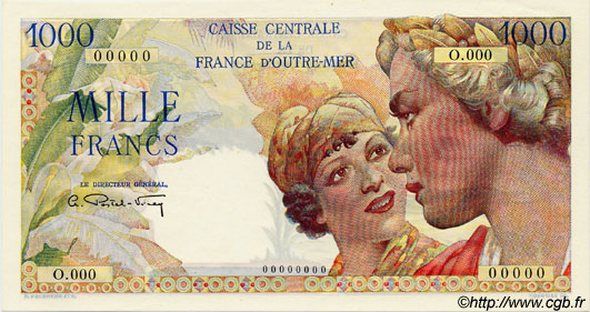 1000 Francs Union Française Spécimen AFRIQUE ÉQUATORIALE FRANÇAISE  1946 P.26s UNC-