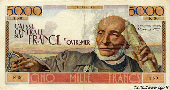 5000 Francs Schoelcher AFRIQUE ÉQUATORIALE FRANÇAISE  1946 P.27 MBC