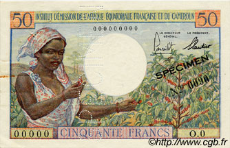 50 Francs Spécimen AFRIQUE ÉQUATORIALE FRANÇAISE  1957 P.31s SPL