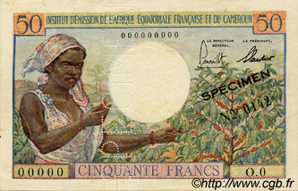 50 Francs Spécimen FRENCH EQUATORIAL AFRICA  1957 P.31s XF