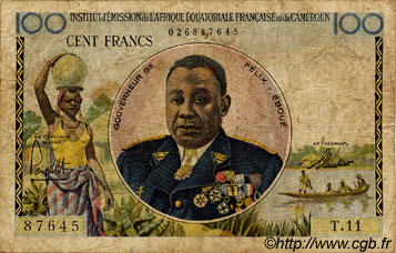 100 Francs AFRIQUE ÉQUATORIALE FRANÇAISE  1957 P.32 q.MB
