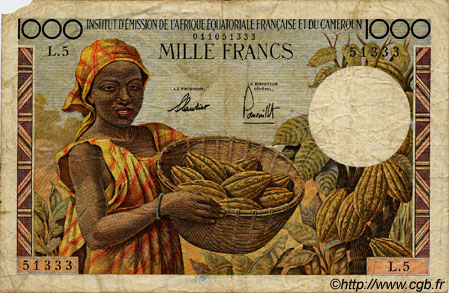 1000 Francs FRENCH EQUATORIAL AFRICA  1957 P.34 G