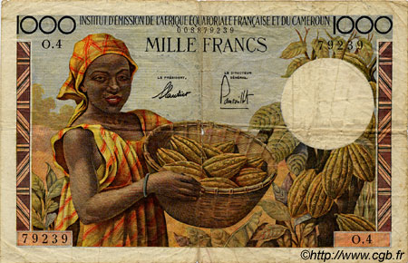 1000 Francs AFRIQUE ÉQUATORIALE FRANÇAISE  1957 P.34 q.MB