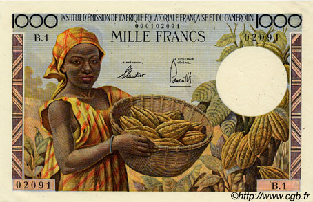 1000 Francs AFRIQUE ÉQUATORIALE FRANÇAISE  1957 P.34 SC