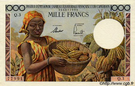 1000 Francs AFRIQUE ÉQUATORIALE FRANÇAISE  1957 P.34 fST+