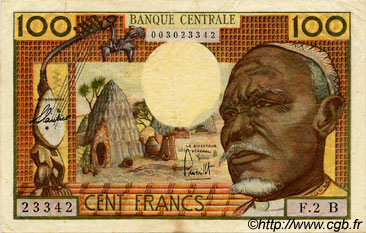 100 Francs EQUATORIAL AFRICAN STATES (FRENCH)  1962 P.03b BB
