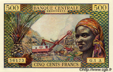 500 Francs EQUATORIAL AFRICAN STATES (FRENCH)  1963 P.04a SC+
