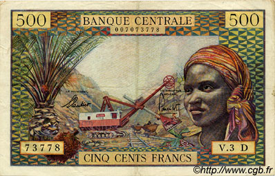500 Francs ÉTATS DE L AFRIQUE ÉQUATORIALE  1963 P.04d TTB