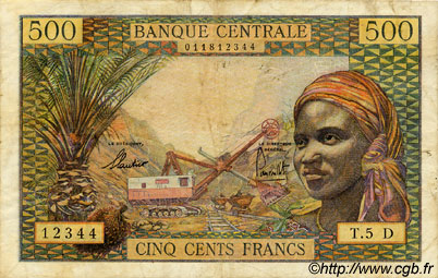 500 Francs ÉTATS DE L AFRIQUE ÉQUATORIALE  1965 P.04h TB