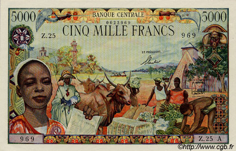 5000 Francs EQUATORIAL AFRICAN STATES (FRENCH)  1962 P.06a SC+