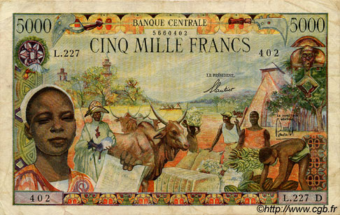 5000 Francs EQUATORIAL AFRICAN STATES (FRENCH)  1962 P.06d F
