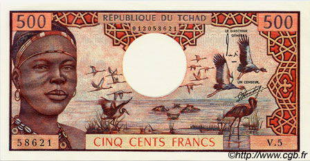 500 Francs CHAD  1974 P.02a SC