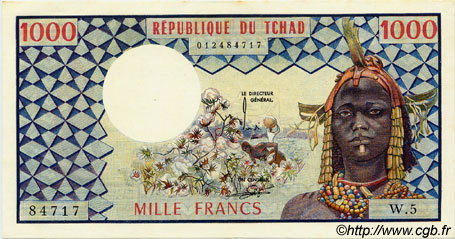 1000 Francs CHAD  1977 P.03a AU+