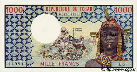 1000 Francs CHAD  1977 P.03a FDC