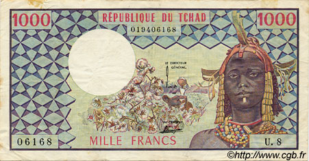 1000 Francs CHAD  1978 P.03b VF