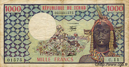 1000 Francs CHAD  1978 P.03c F-