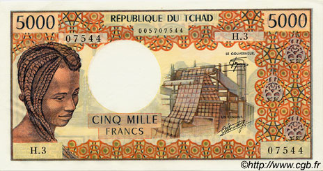 5000 Francs CHAD  1978 P.05b SC+