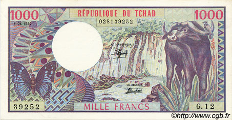 1000 Francs TSCHAD  1980 P.07 fST