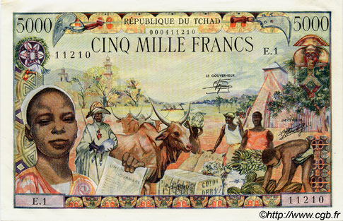 5000 Francs TSCHAD  1980 P.08 fST