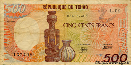500 Francs TCHAD  1986 P.09a TB