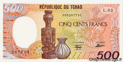 500 Francs CHAD  1986 P.09a UNC
