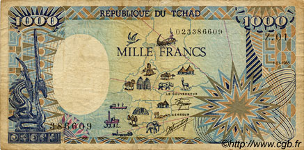 1000 Francs CHAD  1985 P.10Aa RC+