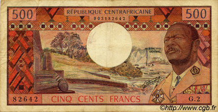 500 Francs REPúBLICA CENTROAFRICANA  1974 P.01 BC