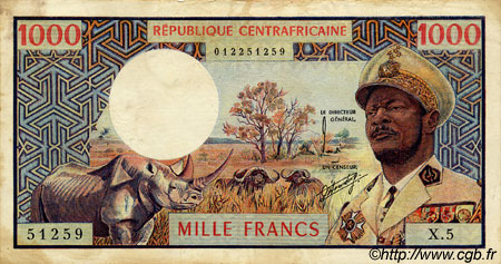 1000 Francs CENTRAL AFRICAN REPUBLIC  1973 P.02 VF