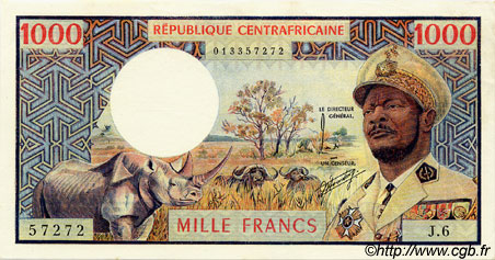 1000 Francs REPUBBLICA CENTRAFRICANA  1973 P.02 AU