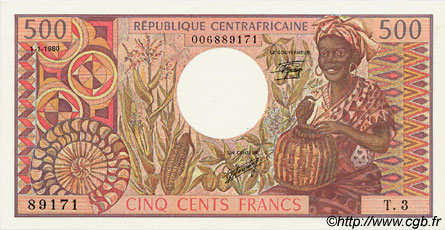 500 Francs CENTRAL AFRICAN REPUBLIC  1980 P.09 UNC