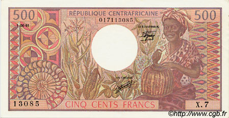 500 Francs CENTRAL AFRICAN REPUBLIC  1981 P.09 XF