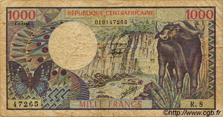 1000 Francs CENTRAL AFRICAN REPUBLIC  1980 P.10 VG